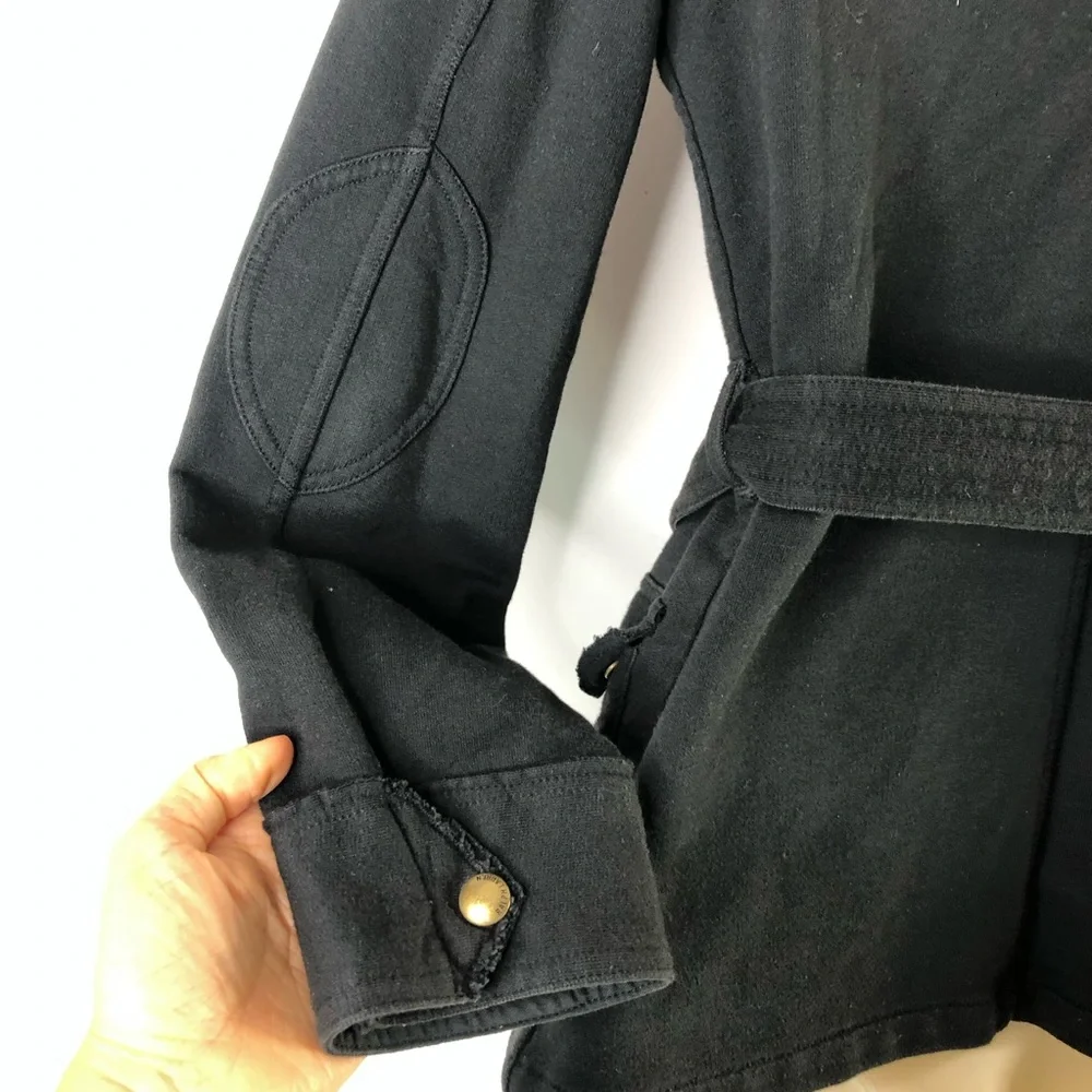 Ralph Lauren Black Belted Crest Cargo Jacket Teens 12/14 Shoulder Elbow Patches
